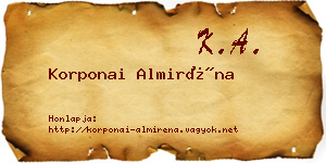 Korponai Almiréna névjegykártya
